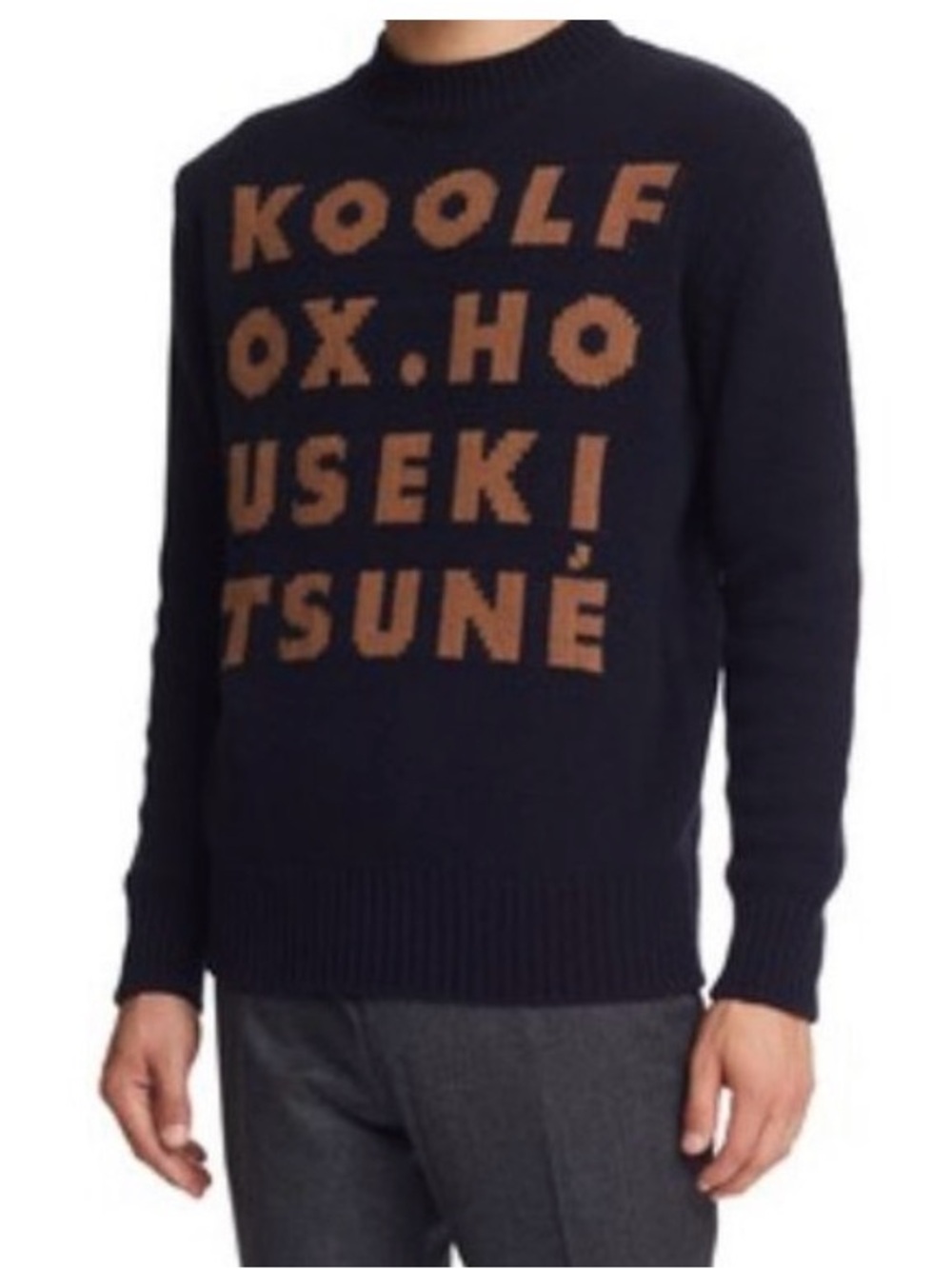 MAISON KITSUNE Navy Text-Graphic Crewneck Sweater Unisex